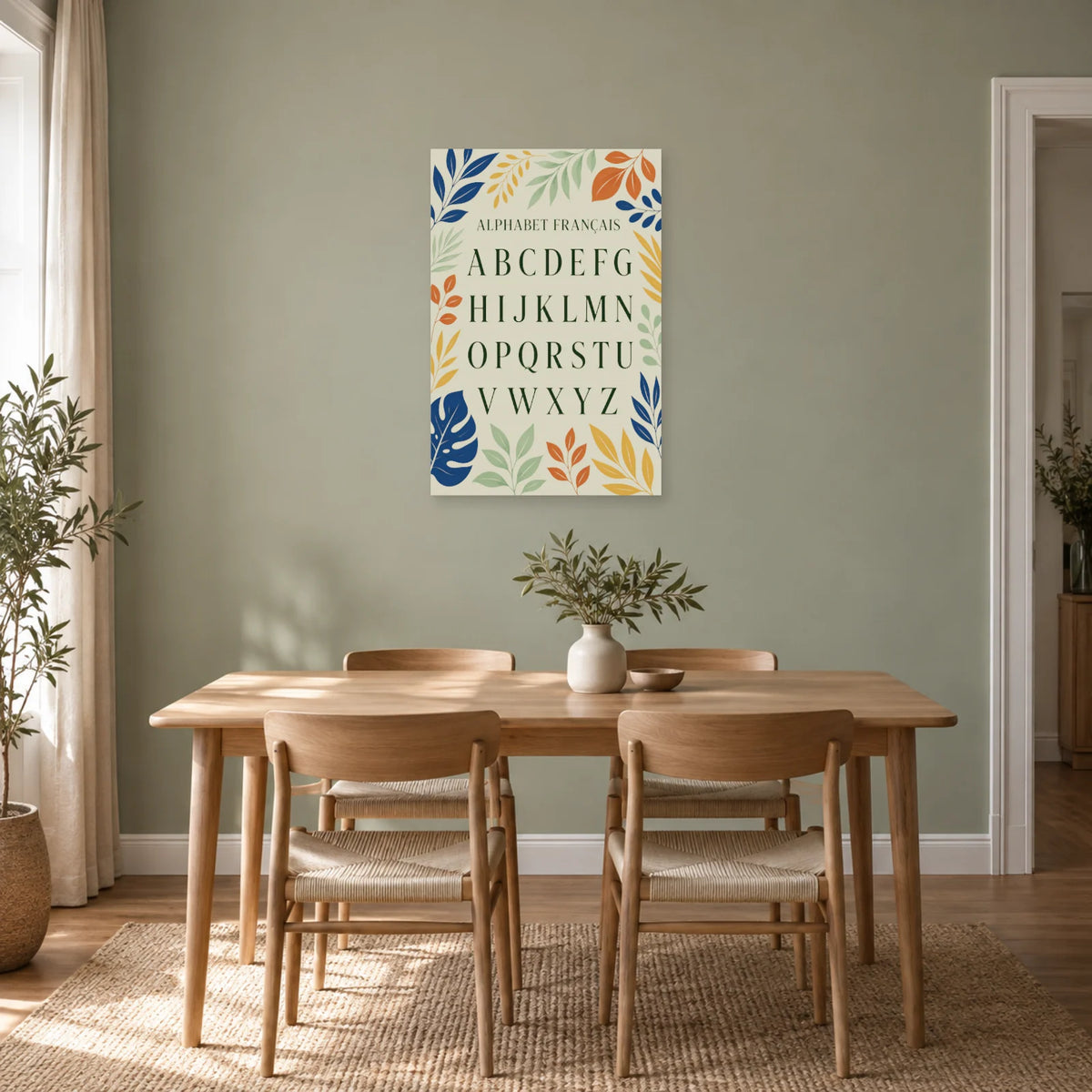 Affiche Alphabet français, jardin graphique dans une salle à manger - Art Virtuoso