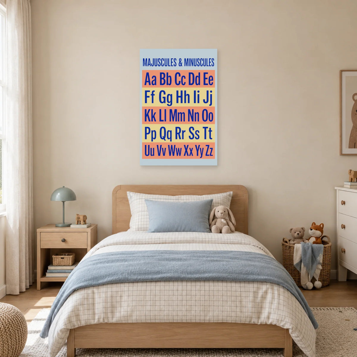Affiche Majuscules et minuscules, duo cobalt dans une chambre - Art Virtuoso