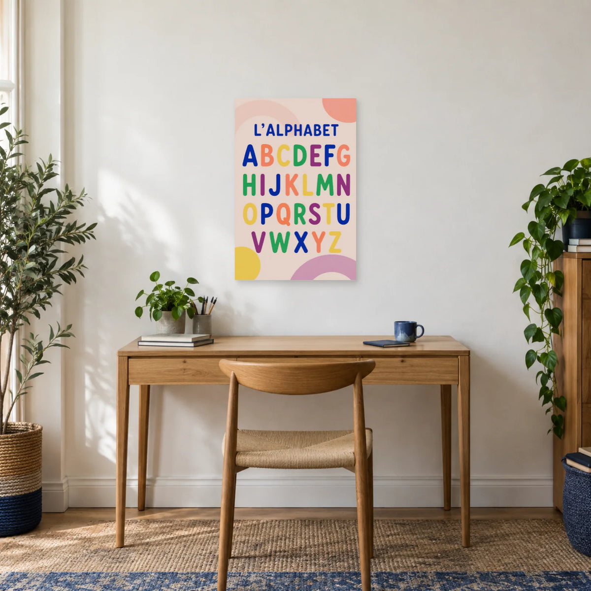 Affiche Alphabet maternelle, ronde des couleurs dans un bureau - Art Virtuoso