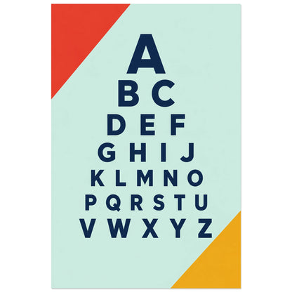 Alphabet en pyramide sur fond menthe, affiche 30 × 45 cm