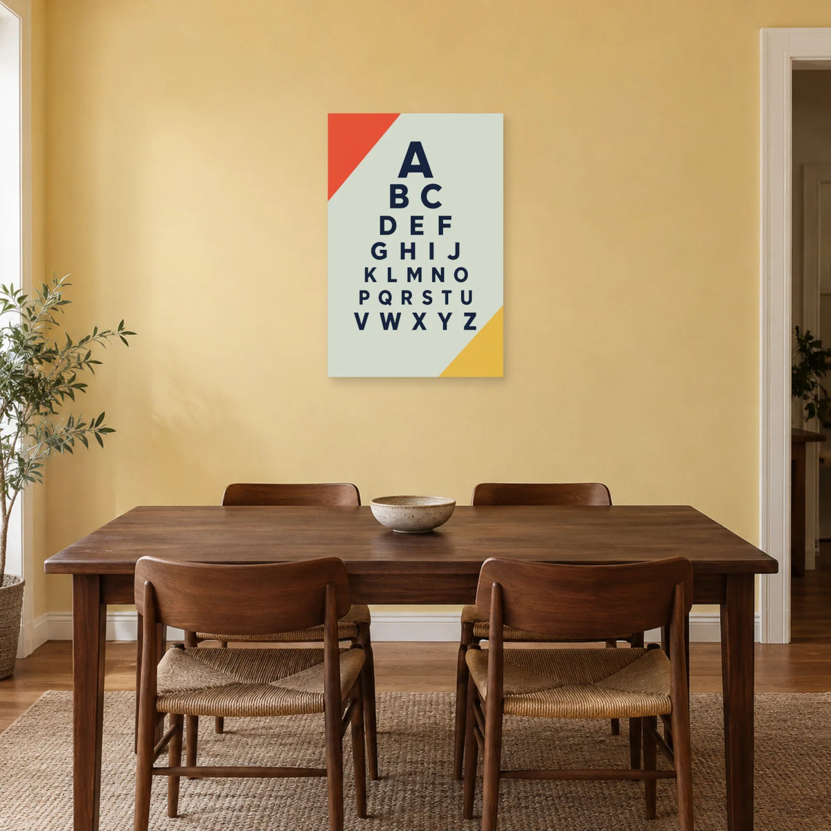 Affiche Alphabet optométrique, pyramide des lettres dans une salle à manger - Art Virtuoso