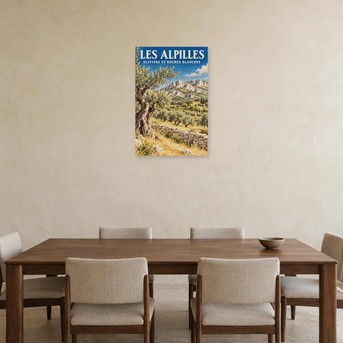 Affiche Alpilles Oliveraies et roches blanches dans une salle à manger - Art Virtuoso