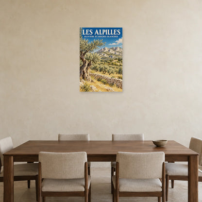 Affiche Alpilles Oliveraies et roches blanches dans une salle à manger - Art Virtuoso