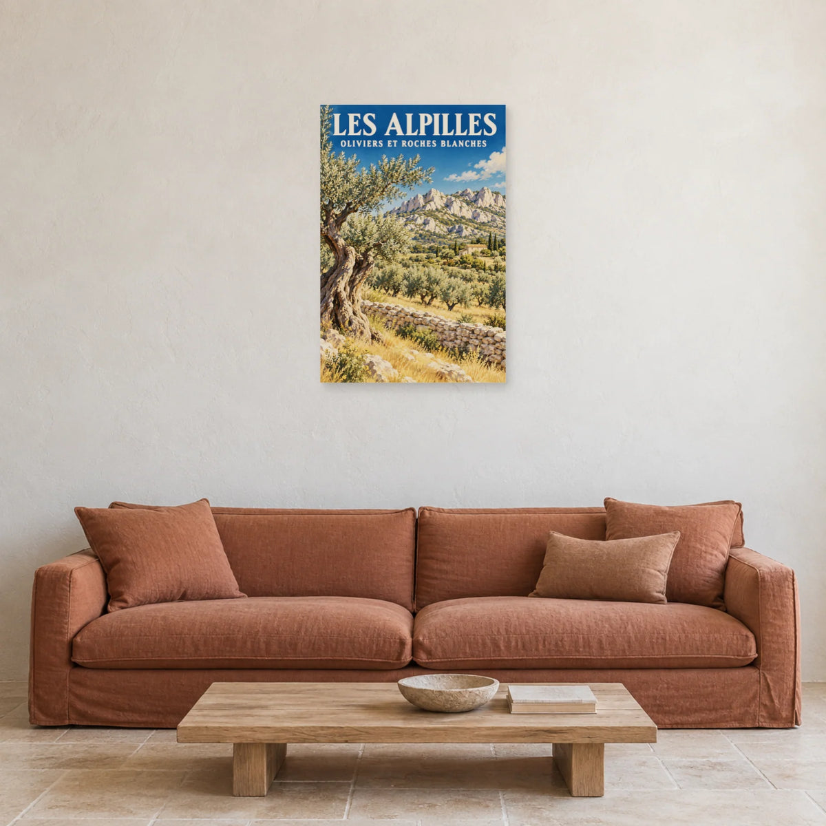 Affiche Alpilles Oliveraies et roches blanches dans un salon - Art Virtuoso