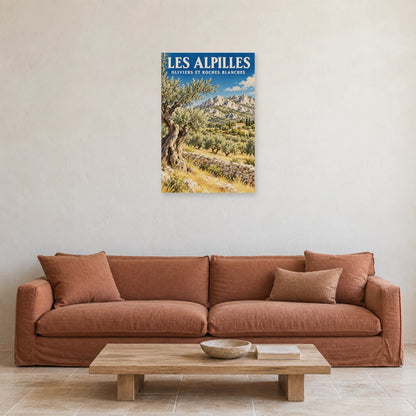 Affiche Alpilles Oliveraies et roches blanches dans un salon - Art Virtuoso