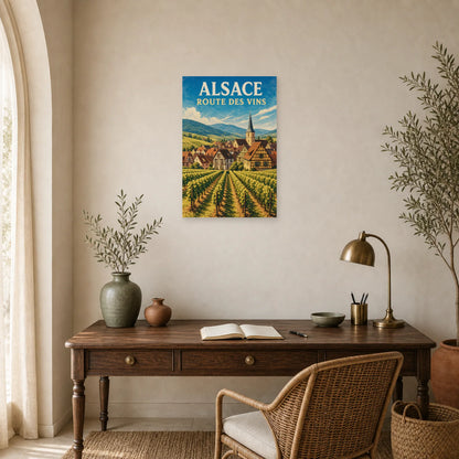 Affiche Alsace – Route des Vins dans un bureau - Art Virtuoso