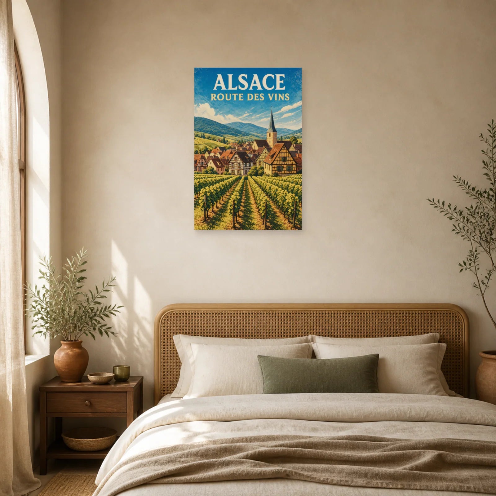 Affiche Alsace – Route des Vins dans une chambre - Art Virtuoso