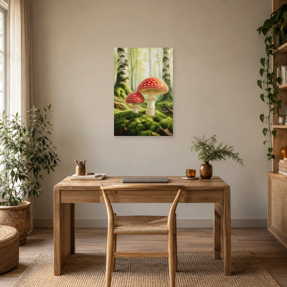 Affiche Amanites – Forêt lumineuse dans un bureau - Art Virtuoso