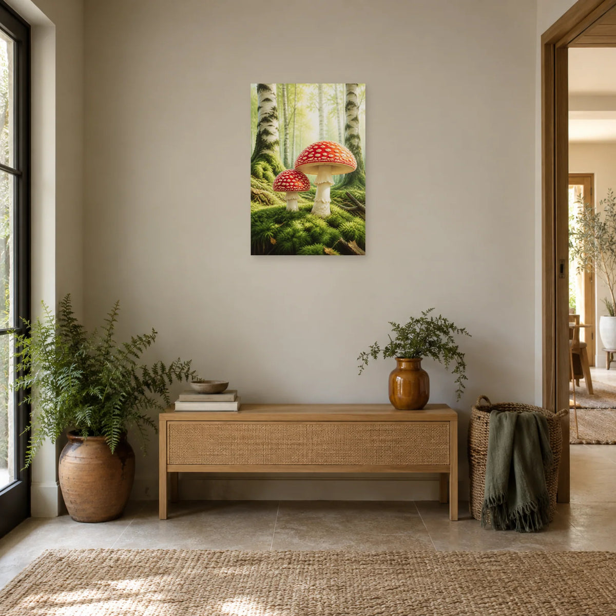 Affiche Amanites – Forêt lumineuse dans une entrée ou un couloir - Art Virtuoso