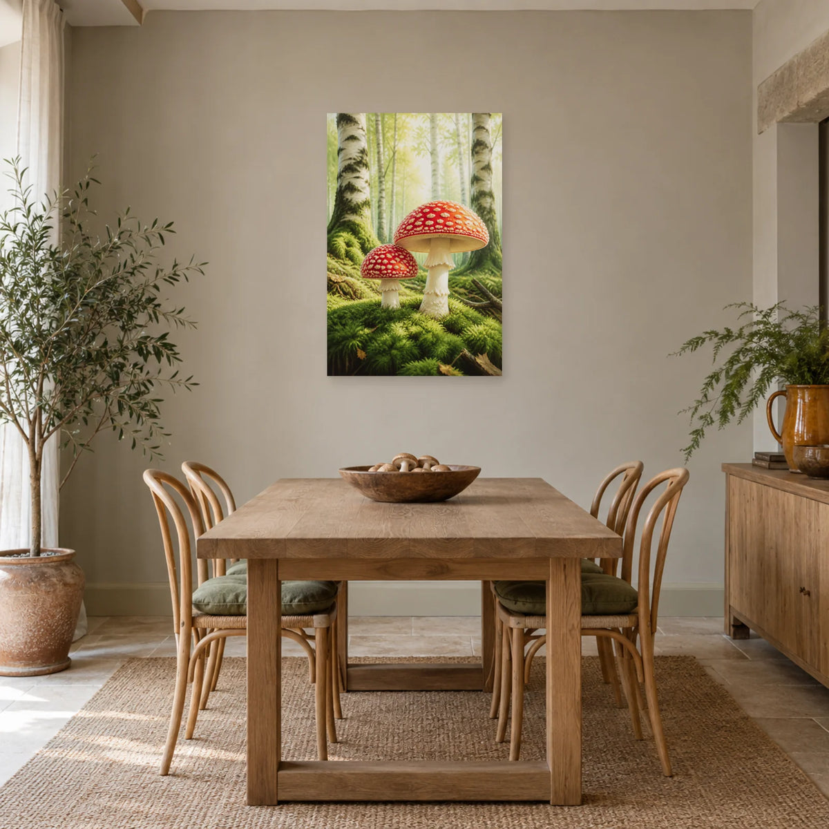Affiche Amanites – Forêt lumineuse dans une salle à manger - Art Virtuoso