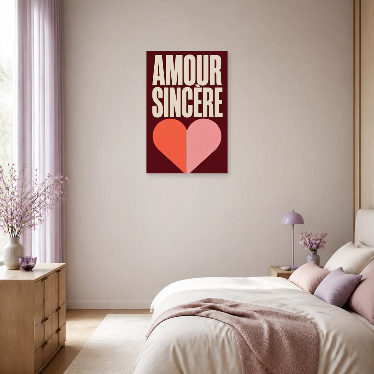 Affiche Amour sincère – Cœur partagé dans une chambre - Art Virtuoso