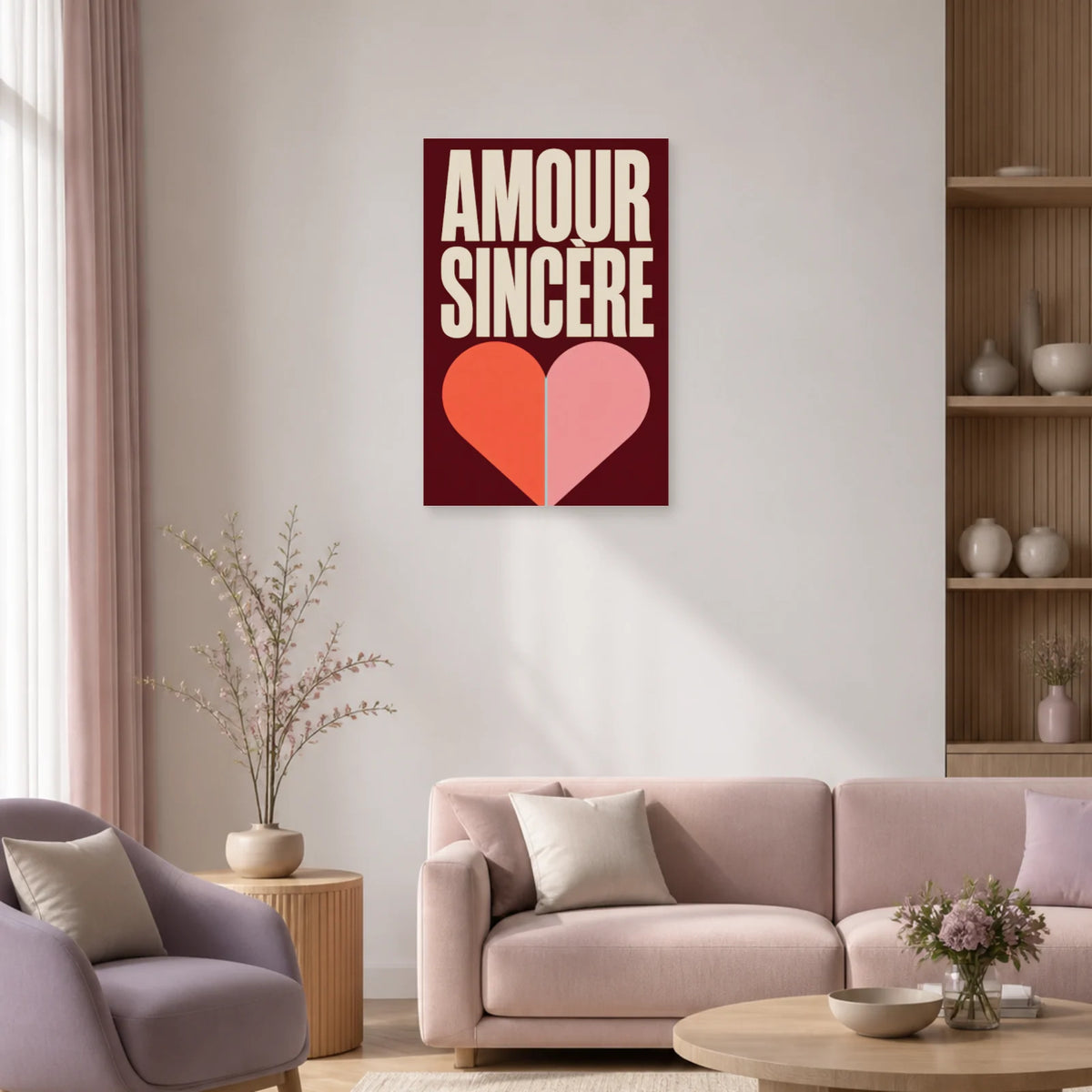Affiche Amour sincère – Cœur partagé dans un salon - Art Virtuoso