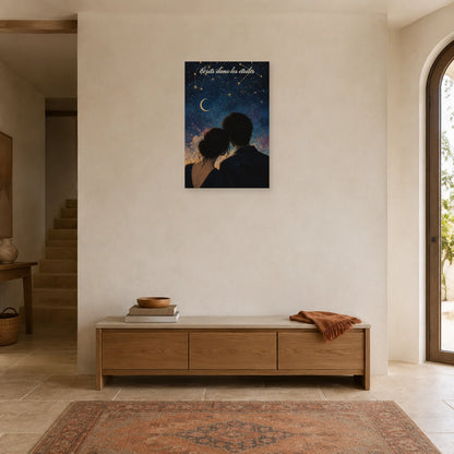 Affiche Écrits dans les étoiles - Couple céleste dans une entrée ou un couloir - Art Virtuoso