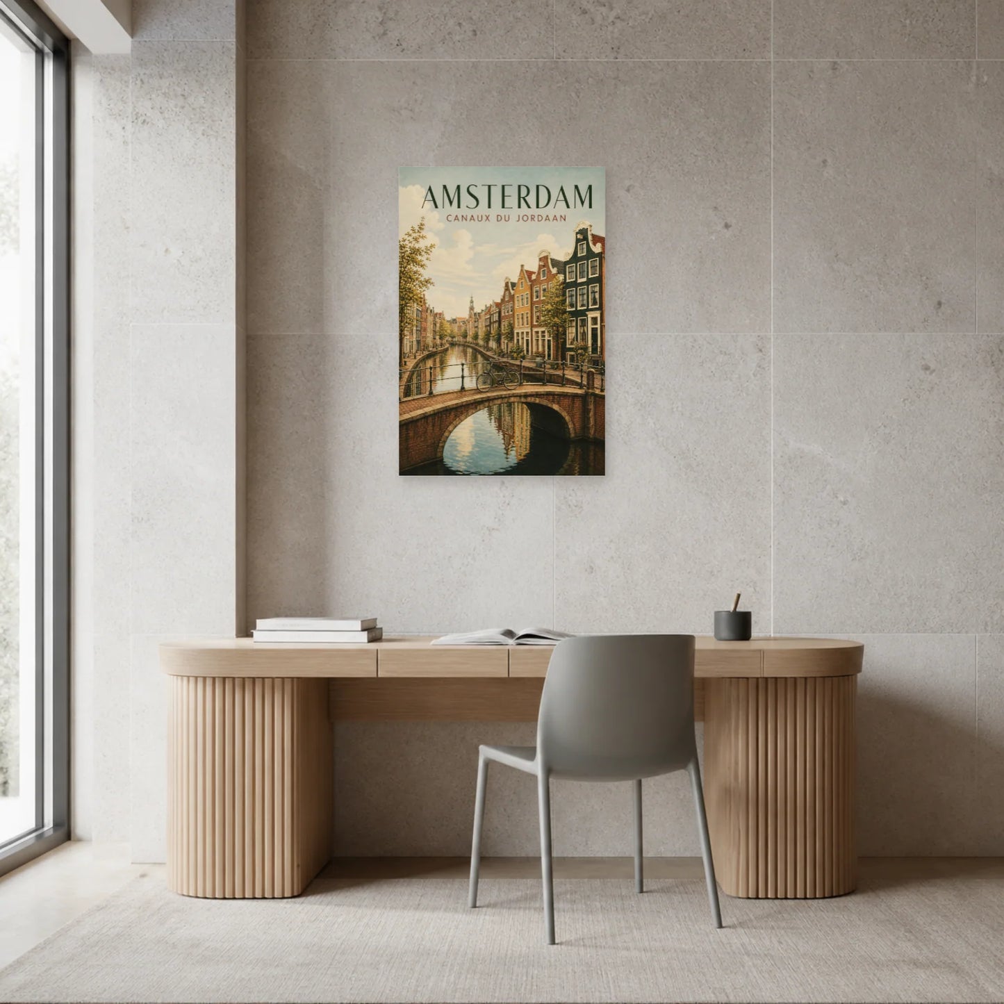 Affiche Amsterdam – Canaux du Jordaan dans un bureau - Art Virtuoso