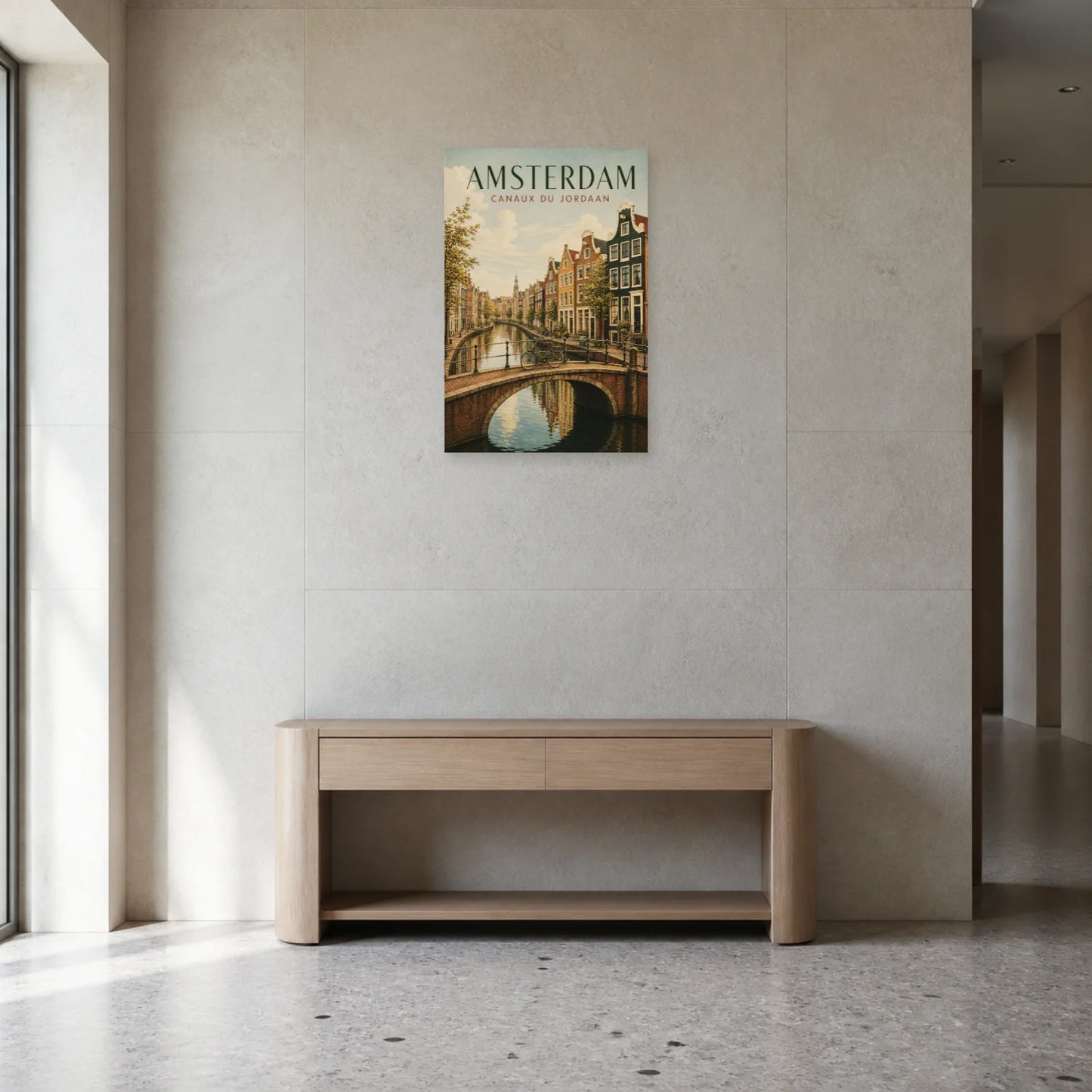 Affiche Amsterdam – Canaux du Jordaan dans une entrée ou un couloir - Art Virtuoso