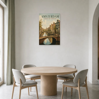 Affiche Amsterdam – Canaux du Jordaan dans une salle à manger - Art Virtuoso