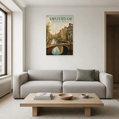 Affiche Amsterdam – Canaux du Jordaan dans un salon - Art Virtuoso