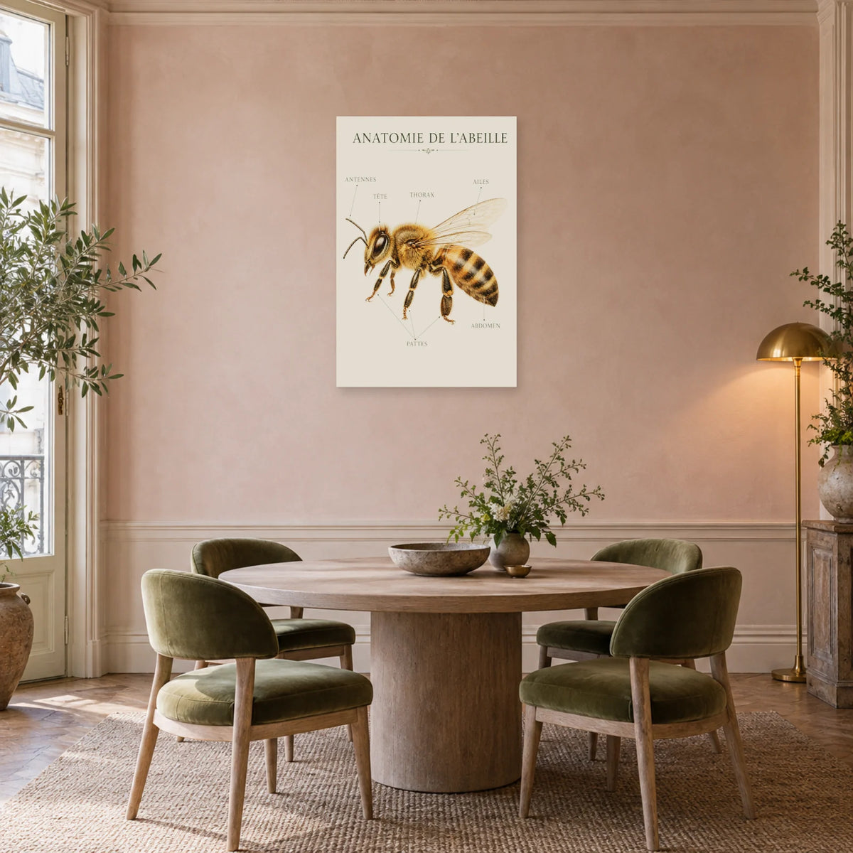 Affiche Anatomie de l’abeille – Planche moderne dans une salle à manger - Art Virtuoso