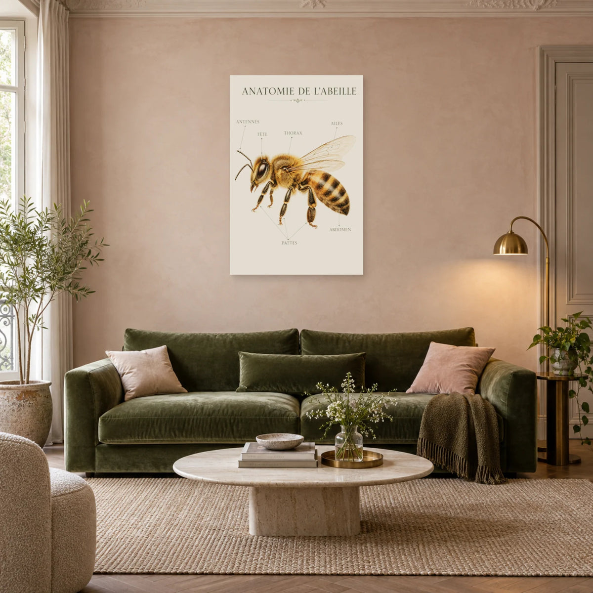 Affiche Anatomie de l’abeille – Planche moderne dans un salon - Art Virtuoso