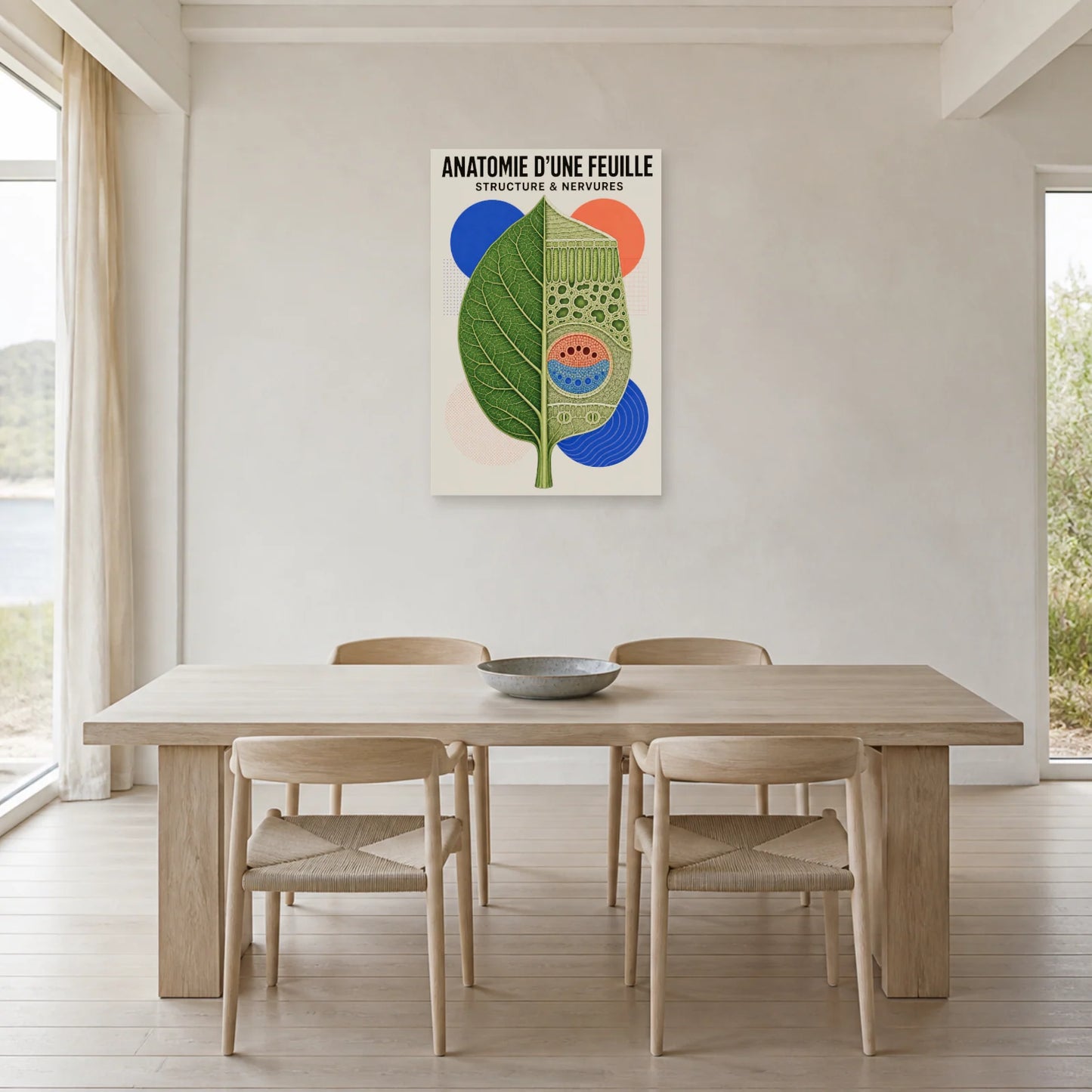 Affiche Anatomie d'Une Feuille – Structure & Nervures dans une salle à manger - Art Virtuoso