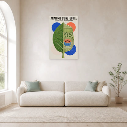 Affiche Anatomie d'Une Feuille – Structure & Nervures dans un salon - Art Virtuoso