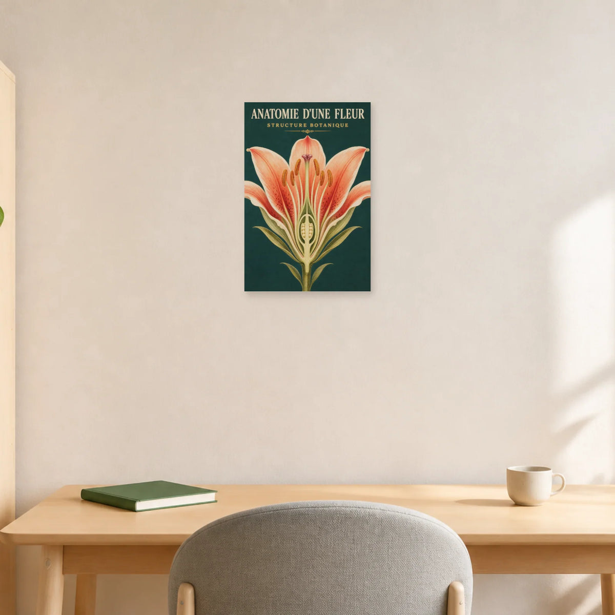 Affiche Anatomie d'une Fleur – Structure Botanique dans un bureau - Art Virtuoso