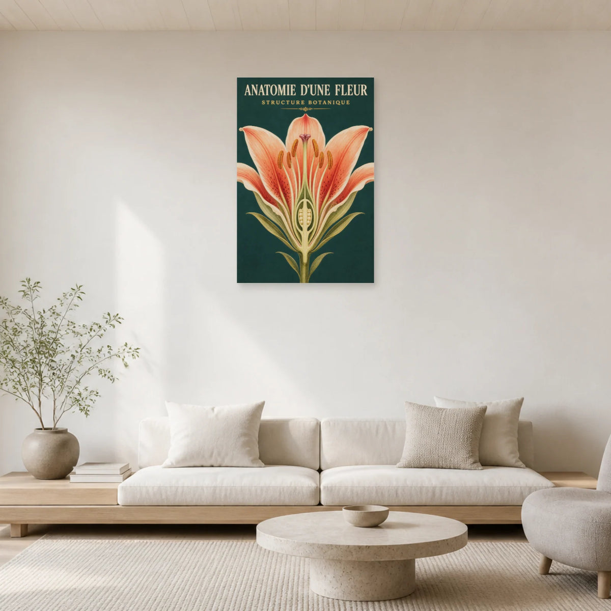Affiche Anatomie d'une Fleur – Structure Botanique dans un salon - Art Virtuoso