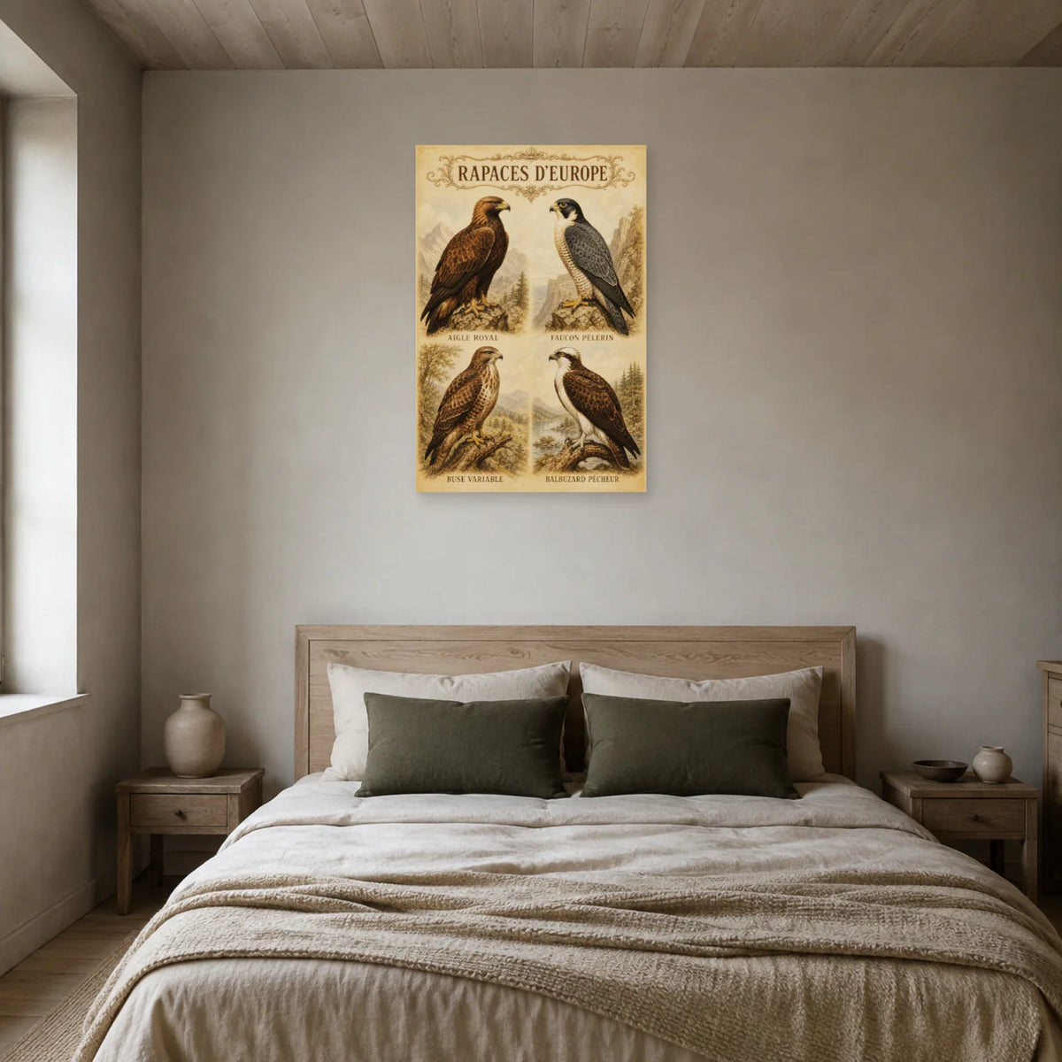 Affiche Rapaces d’Europe - Style ancien dans une chambre - Art Virtuoso