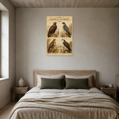 Affiche Rapaces d’Europe - Style ancien dans une chambre - Art Virtuoso