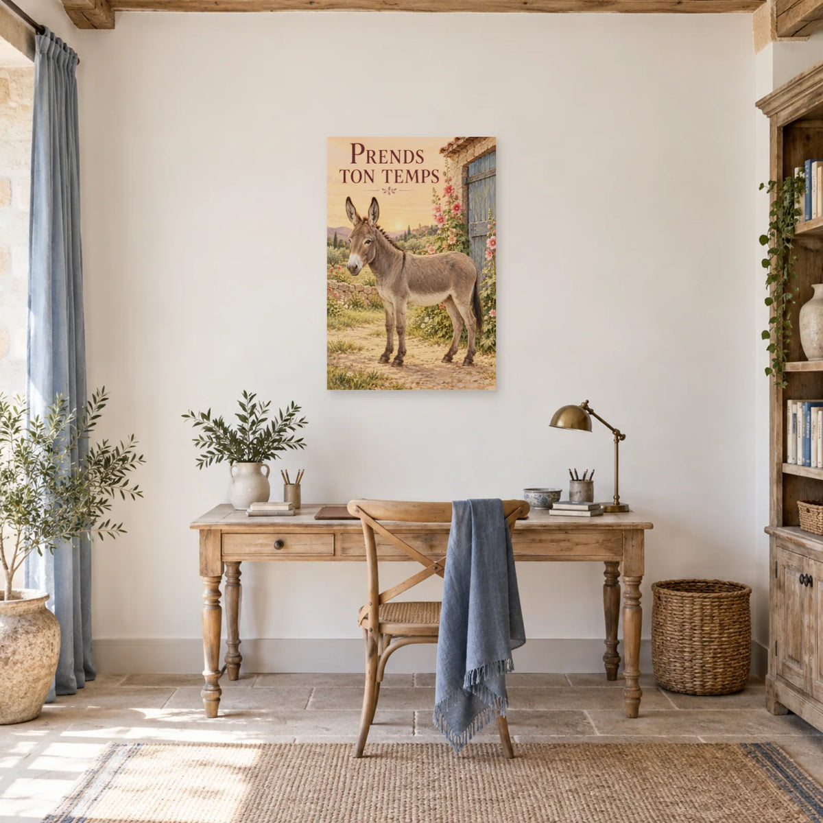Affiche Âne - Prends ton temps dans un bureau - Art Virtuoso