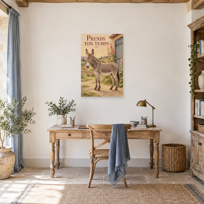 Affiche Âne - Prends ton temps dans un bureau - Art Virtuoso
