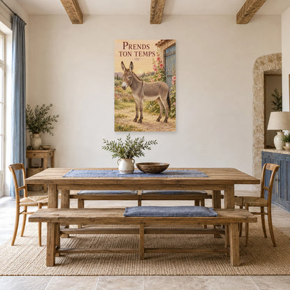 Affiche Âne - Prends ton temps dans une salle à manger - Art Virtuoso