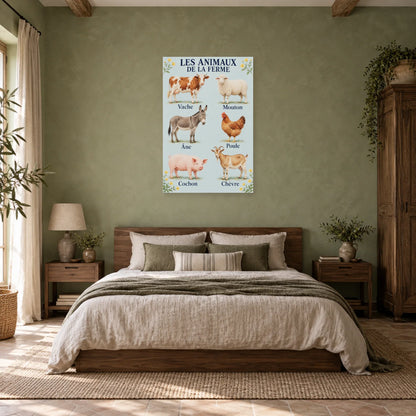 Affiche Animaux de la ferme - Six compagnons dans une chambre - Art Virtuoso