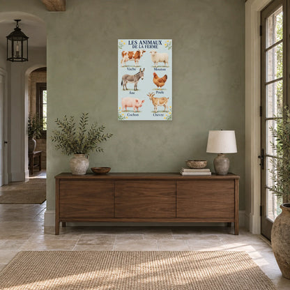 Affiche Animaux de la ferme - Six compagnons dans une entrée ou un couloir - Art Virtuoso