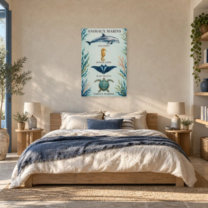 Affiche Animaux marins - Quatre merveilles dans une chambre - Art Virtuoso