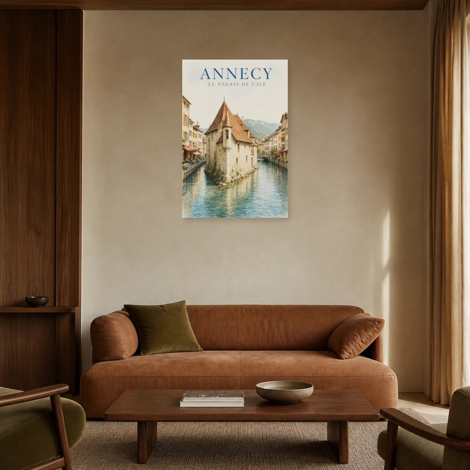 Affiche Annecy – Le Palais de l'Île dans un salon - Art Virtuoso