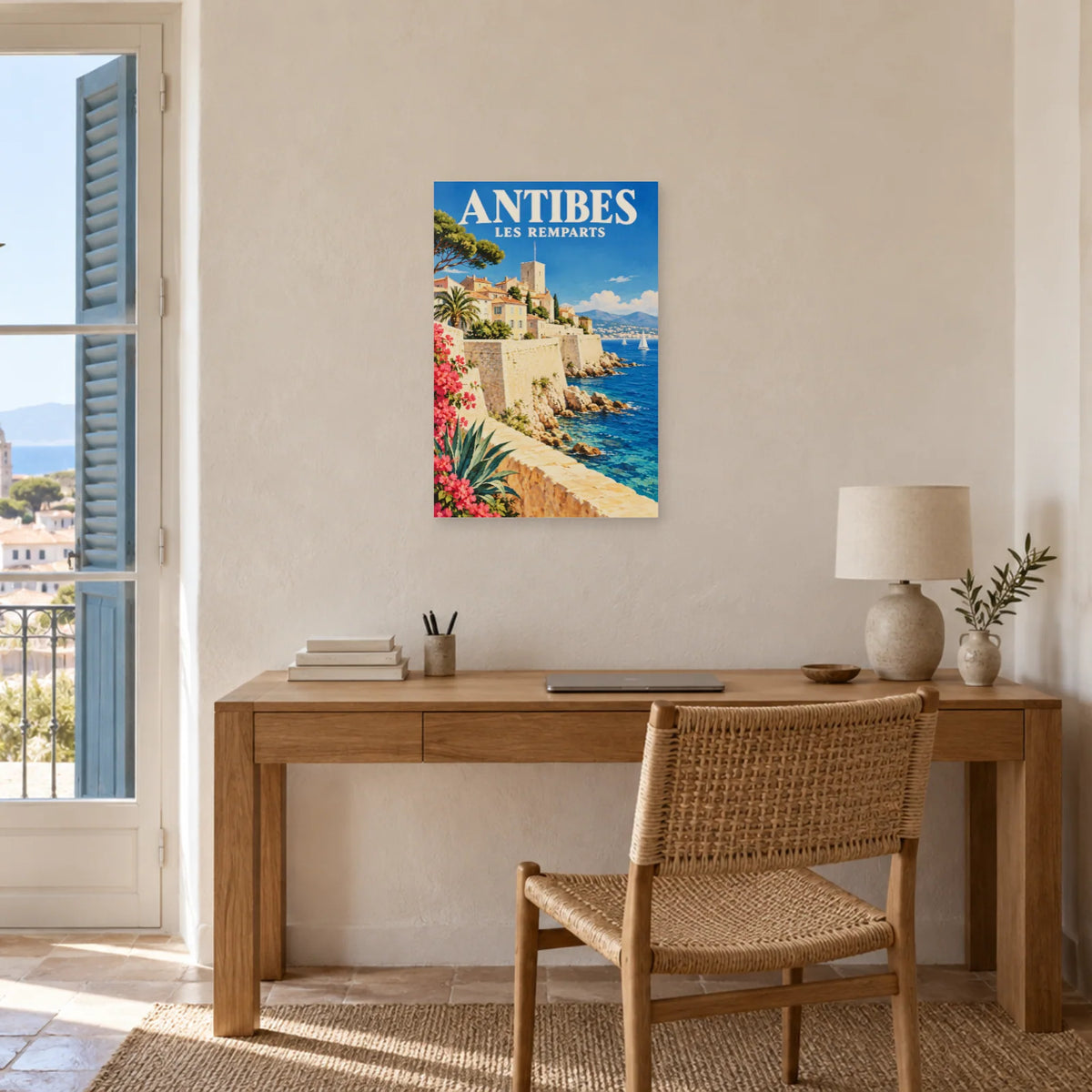 Affiche Antibes - Remparts de lumière dans un bureau - Art Virtuoso