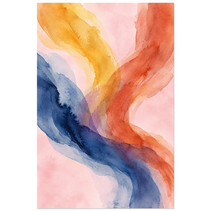 Affiche Aquarelle Abstraite ocre et indigo, aquarelle abstraite / lavis numérique verticale, format 40 × 60 cm