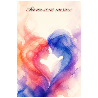 Affiche Aimer sans mesure - Aquarelle abstraite, aquarelle abstraite fluide aux transparences lumineuses verticale, format 60 × 90 cm