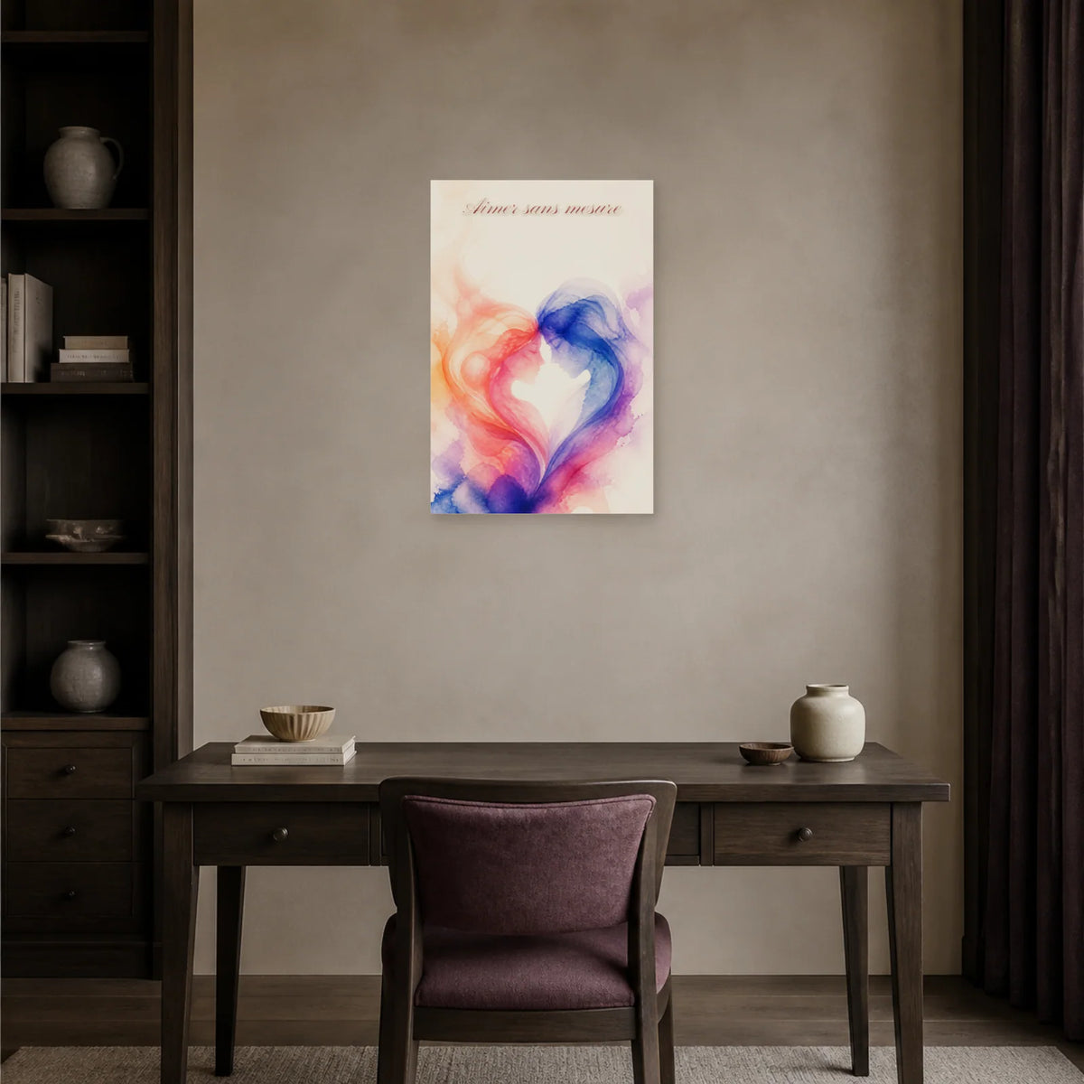 Affiche Aimer sans mesure - Aquarelle abstraite dans un bureau - Art Virtuoso