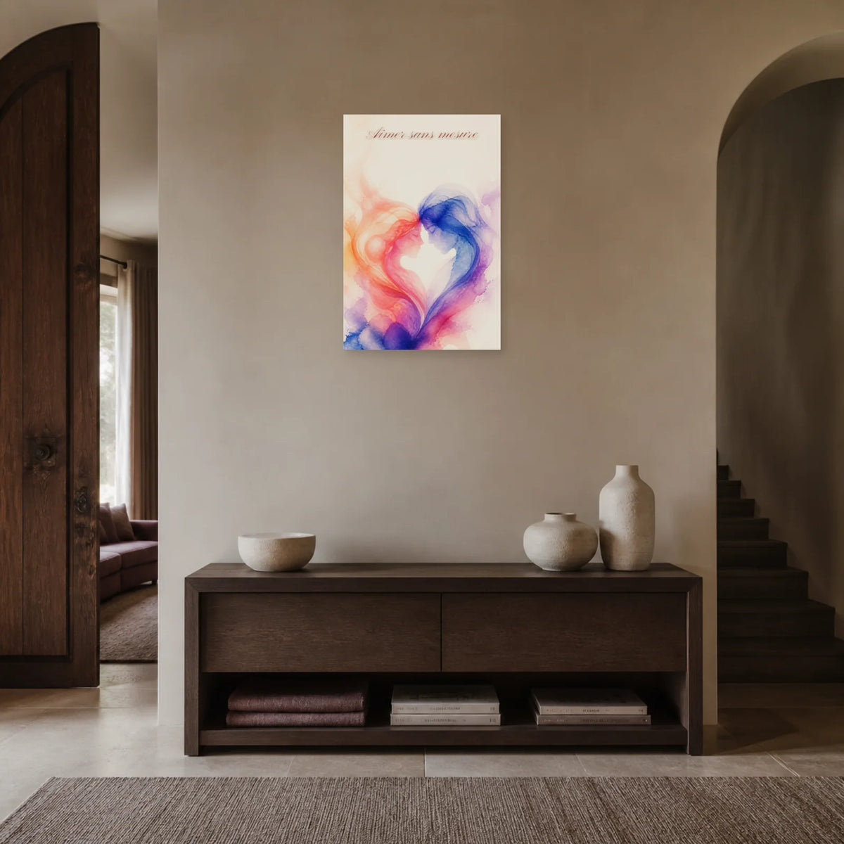 Affiche Aimer sans mesure - Aquarelle abstraite dans une entrée ou un couloir - Art Virtuoso