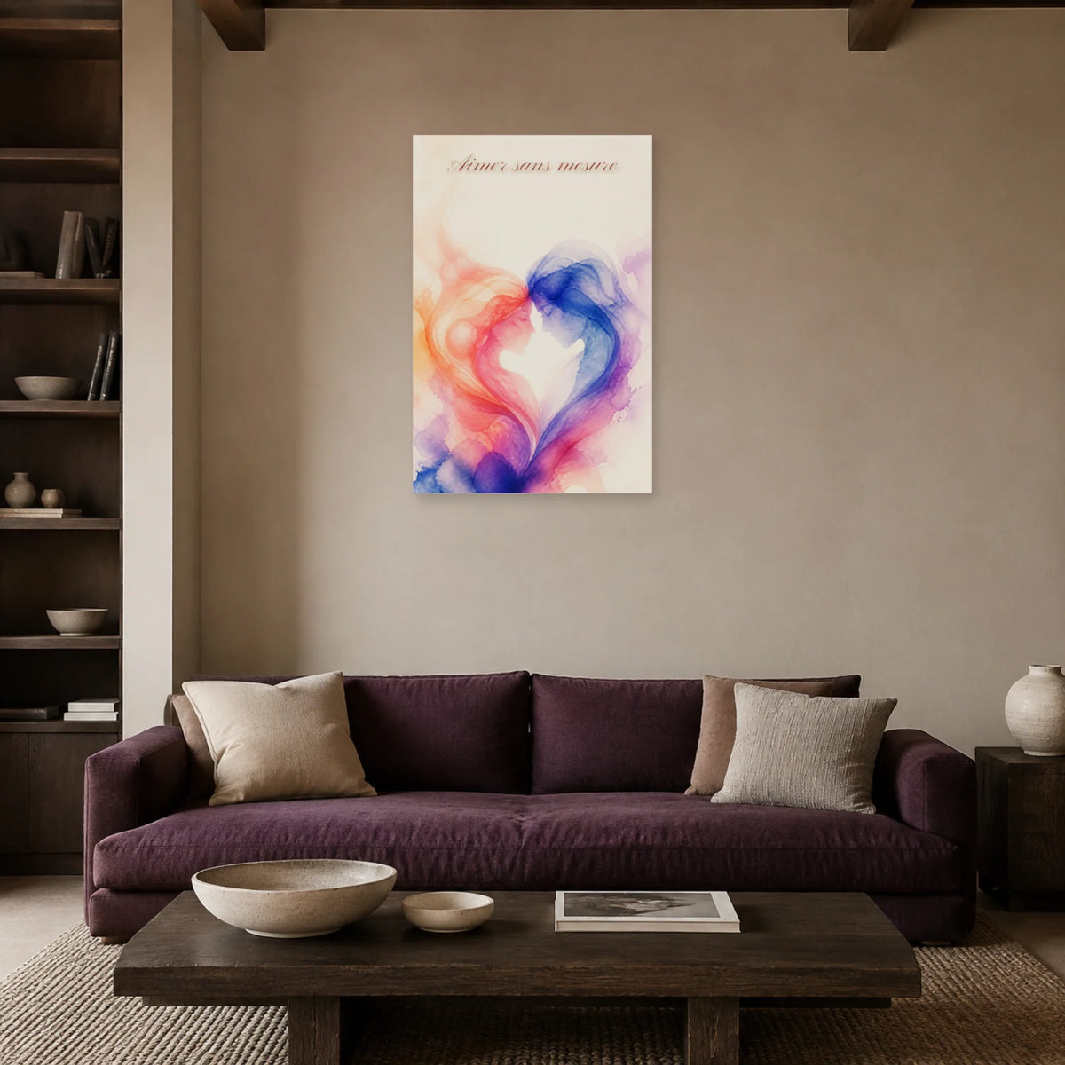 Affiche Aimer sans mesure - Aquarelle abstraite dans un salon - Art Virtuoso