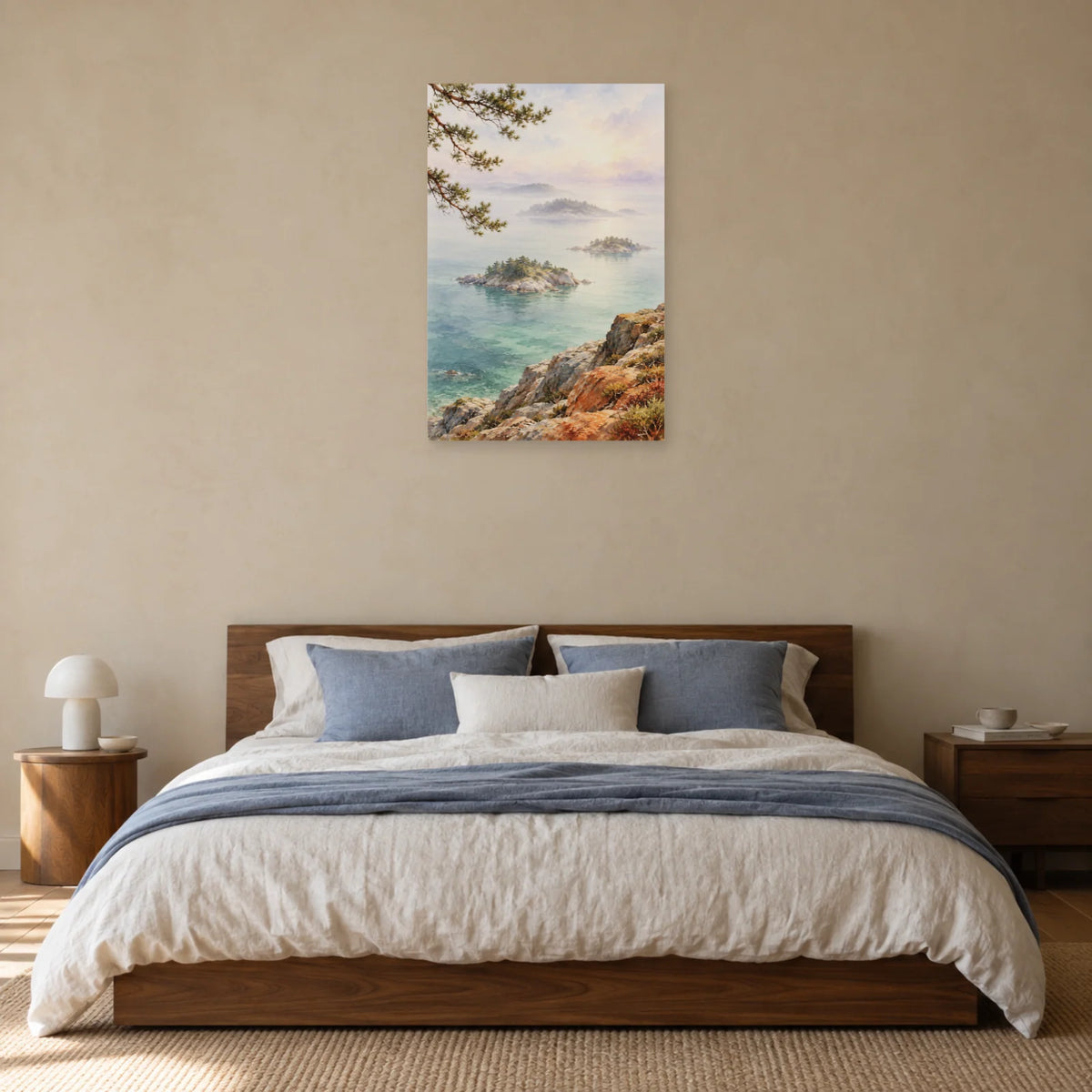 Affiche Aquarelle Archipel de brumes dans une chambre - Art Virtuoso