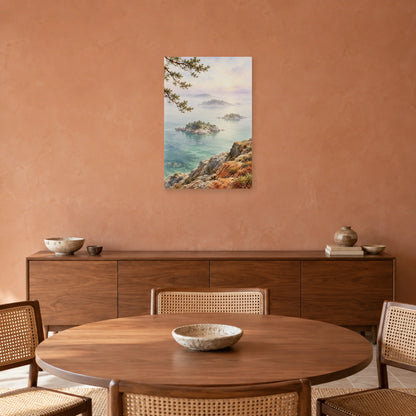 Affiche Aquarelle Archipel de brumes dans une salle à manger - Art Virtuoso