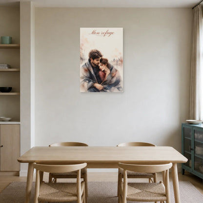 Affiche Mon refuge - Couple aquarelle dans une salle à manger - Art Virtuoso