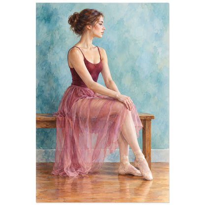 Affiche Aquarelle Danseuse au repos, illustration à effet aquarelle / lavis numérique verticale, format 60 × 90 cm