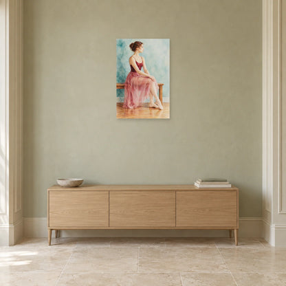 Affiche Aquarelle Danseuse au repos dans une entrée ou un couloir - Art Virtuoso