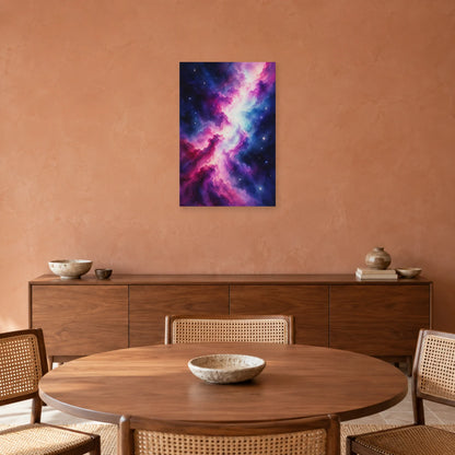 Affiche Aquarelle Galaxie en lavis violet dans une salle à manger - Art Virtuoso