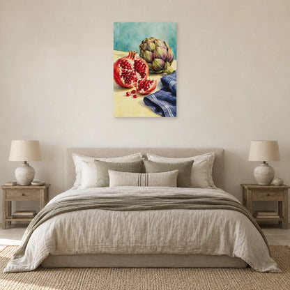 Affiche Aquarelle Grenade et artichaut dans une chambre - Art Virtuoso