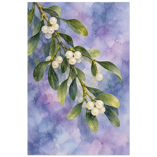 Affiche Aquarelle Gui perles d'hiver, illustration à effet aquarelle / lavis numérique verticale, format 30 × 45 cm
